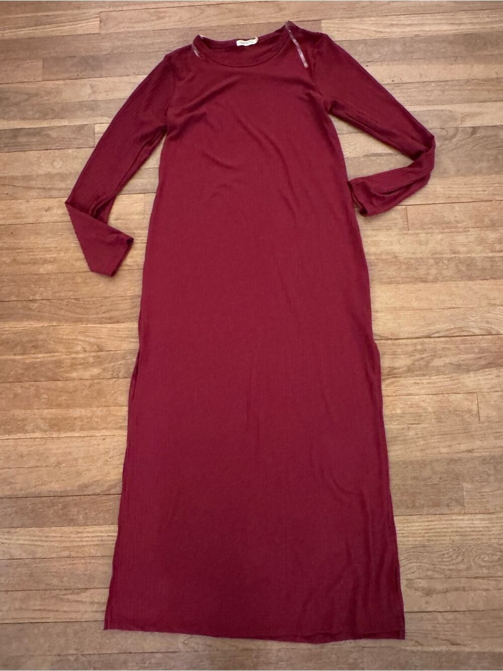 Heart N Hips Women's Red Ribbed Maxi Dress - Size L - Juniors
 b25